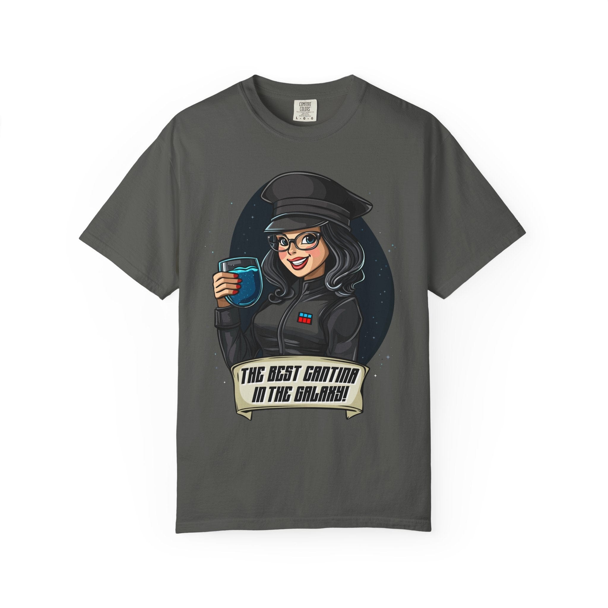 Gray WDW bar-inspired Cantina’s Finest Officer t-shirt for theme park fans