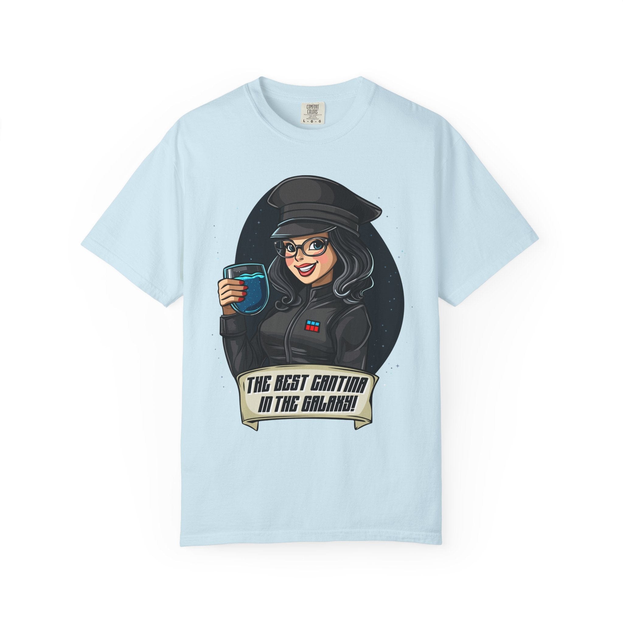 Light blue WDW bar-inspired Cantina’s Finest Officer t-shirt with cantina vibes